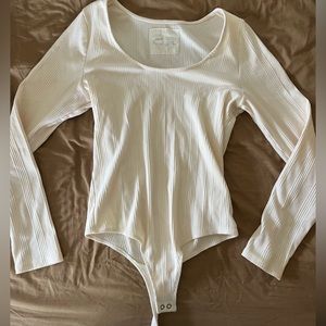 Aerie white long sleeve ribbed bodysuit